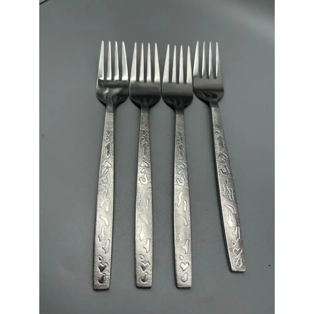 Stanley Robert's‎ Stainless Malaga Abstract design flatware 4 Dinner Forks